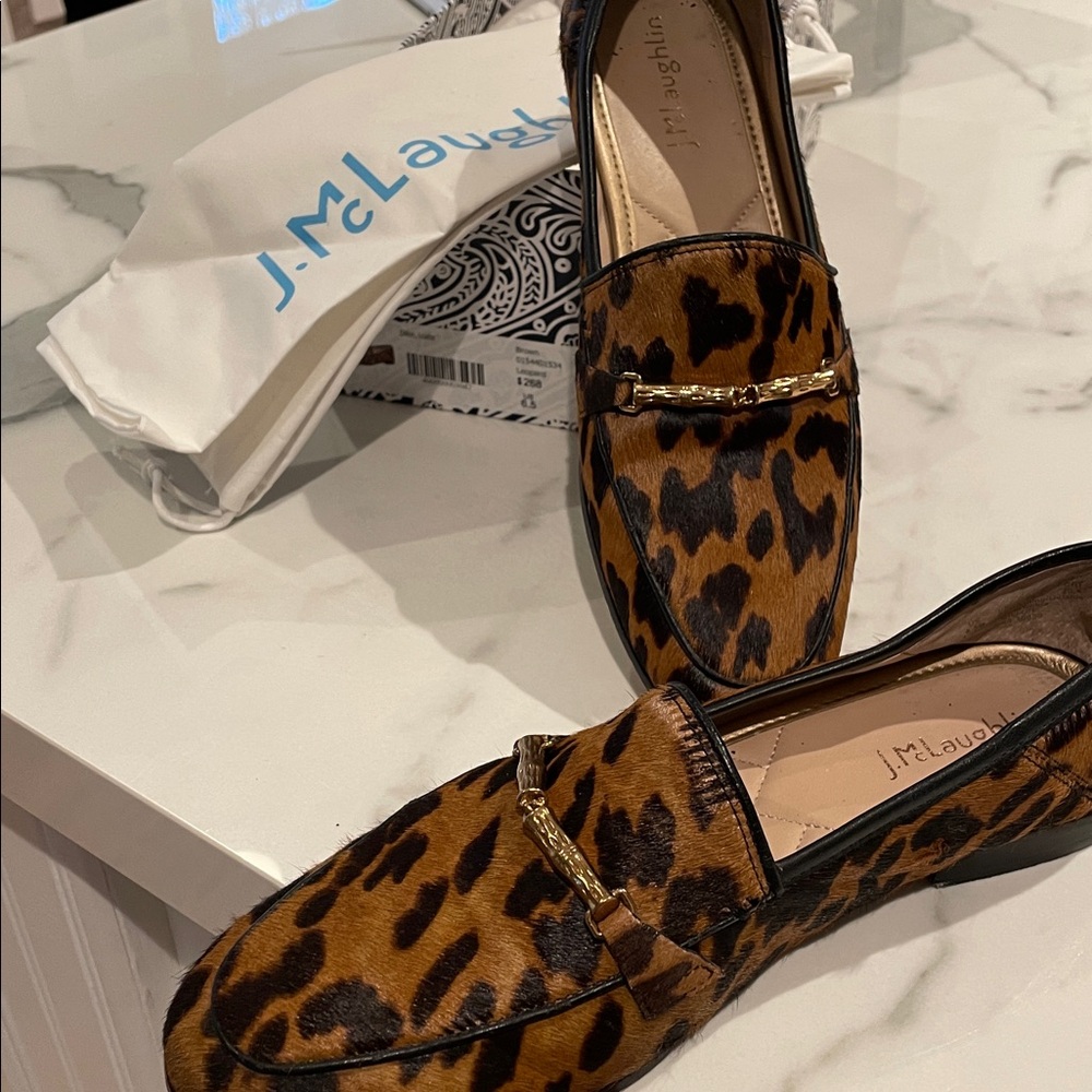 Brown Leopard calf hair Loafers size 6 1/2